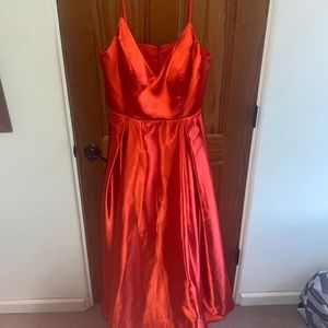 Red prom dress with pockets